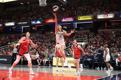Kelsey Mitchell scores 23, leads the Clark-less Fever to 85-76 win over the Mystics